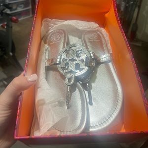 Tory Burch silver Miller sandals size 8. BRAND NEW